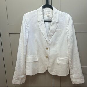 J. Crew (14) White Linen Relaxed Fit Classic Spring Blazer Preppy Casual Office